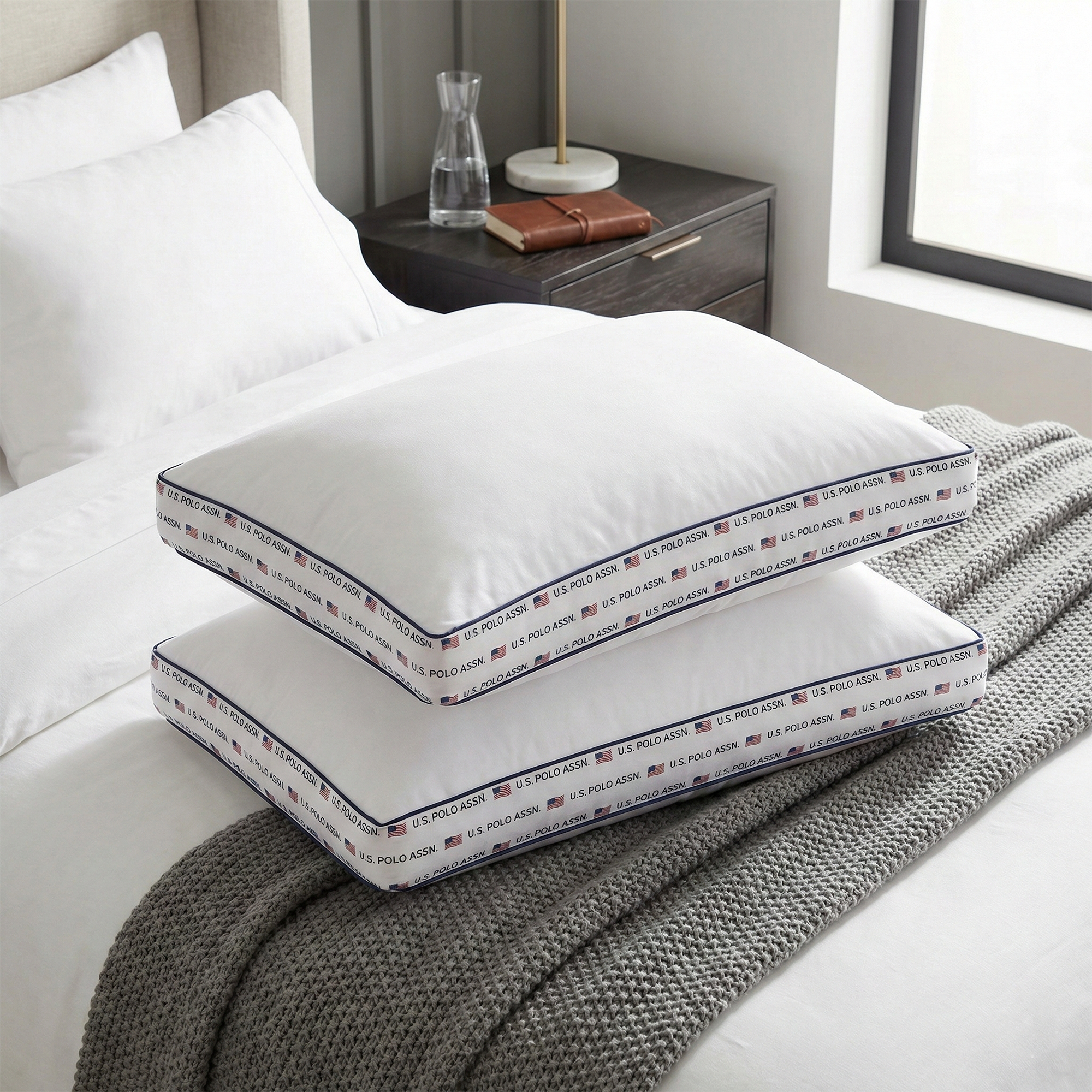 U.S. Polo Assn. Jumbo Anniversary Double-Corded Pillows 2-Pack