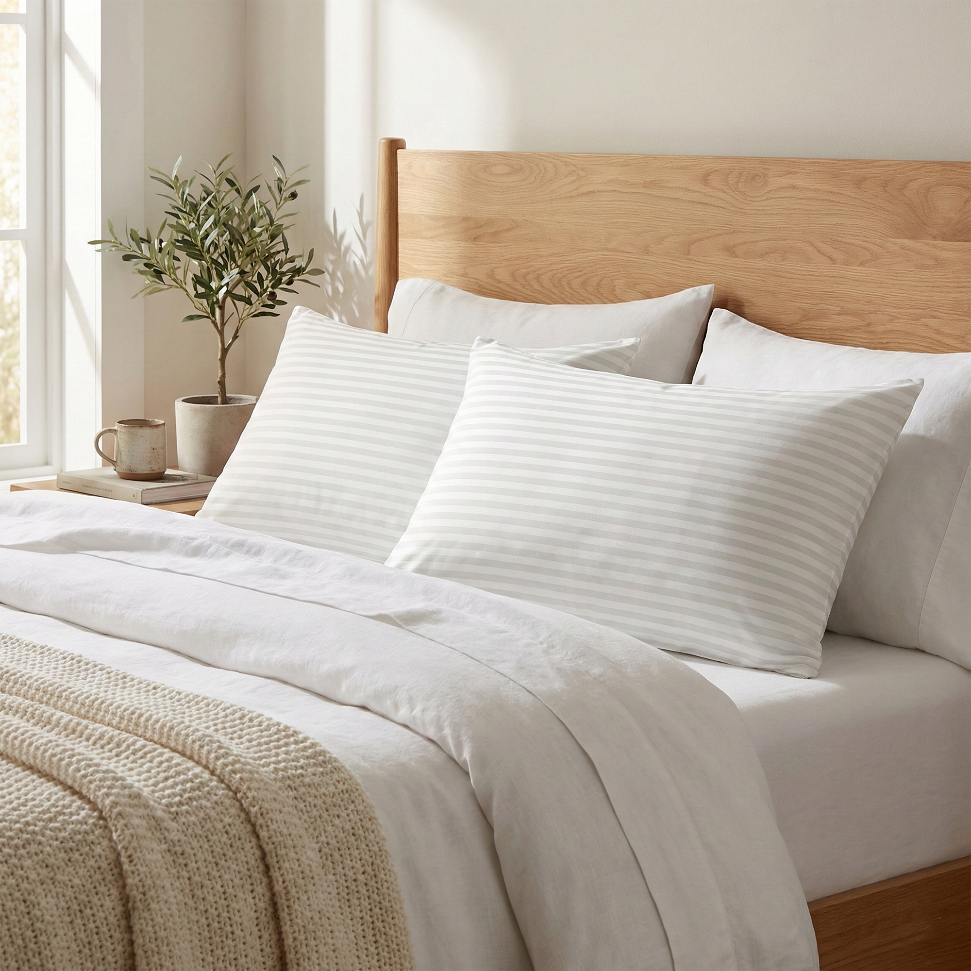 U.S. Polo Assn. Jumbo Damask Striped Cotton Pillows 2-Pack