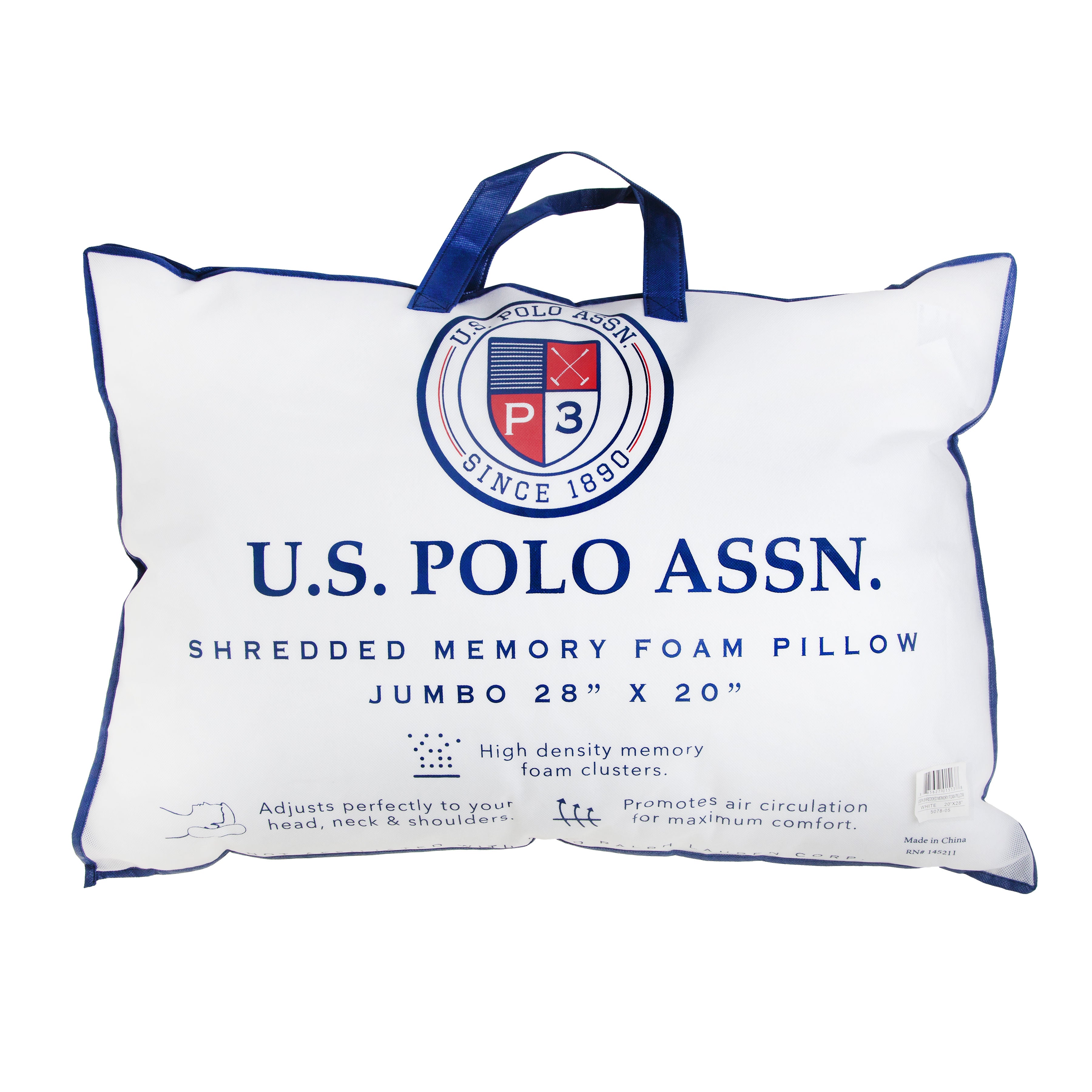 U.S. Polo Assn. Jumbo Shredded Memory Foam Pillow